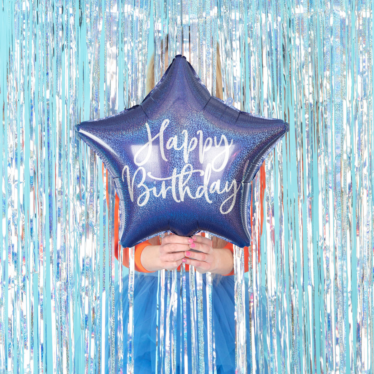 Folija balon zvijezda plava Happy Birthday 40cm