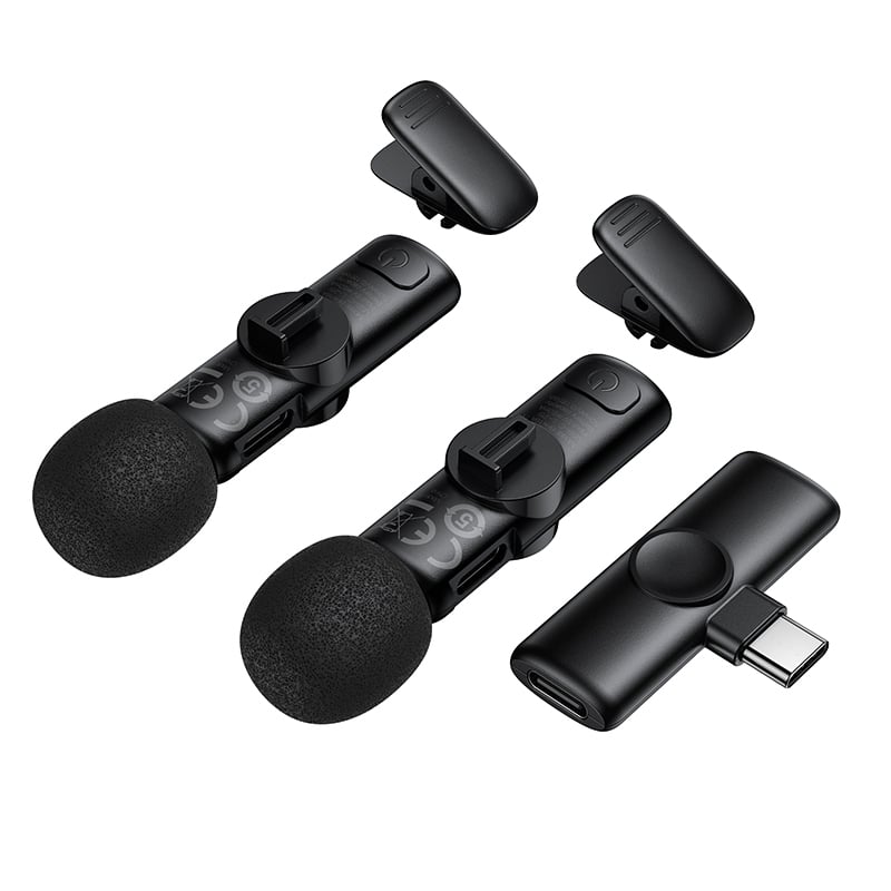 Bežični mikrofon Type C Borofone Winner Lavalier crni - 2 komada