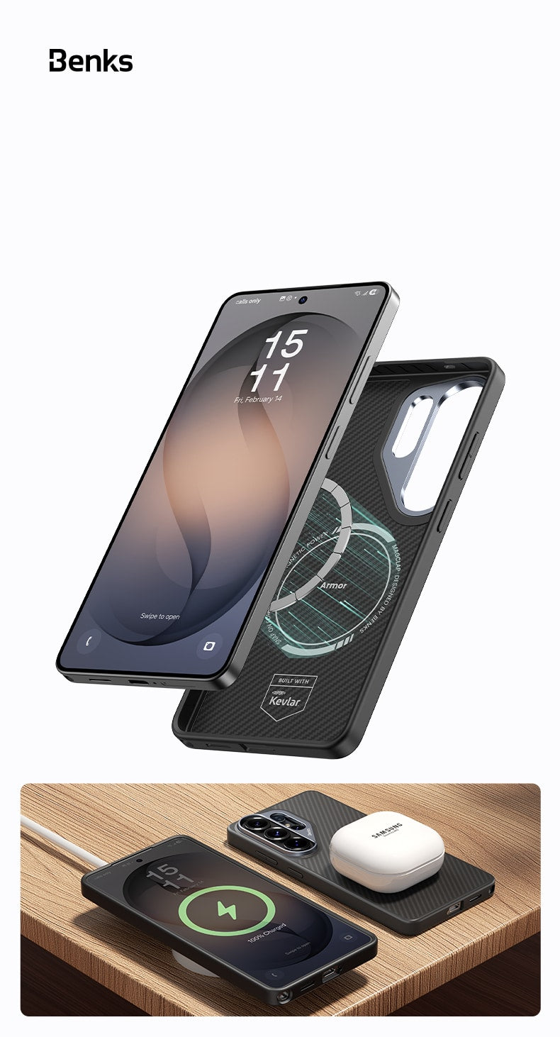 Benks Magnetic Armor Pro Kevlar maska sa metalnim okvirom za Samsung Galaxy S26 Ultra – crna
