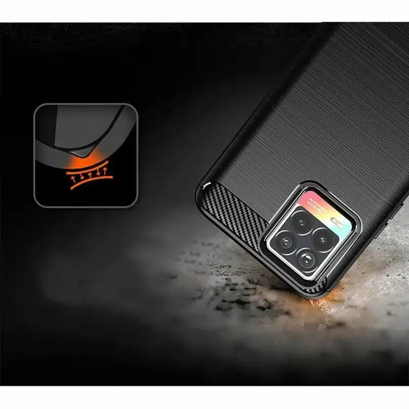 Techsuit Carbon Silicone maska za Realme 8 4G / 8 Pro 4G – crna