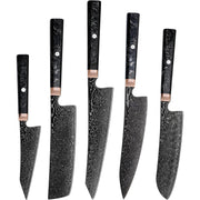 Set damaškovih kuhinjskih noževa RY-39269 - Crna / 5kom KP39269