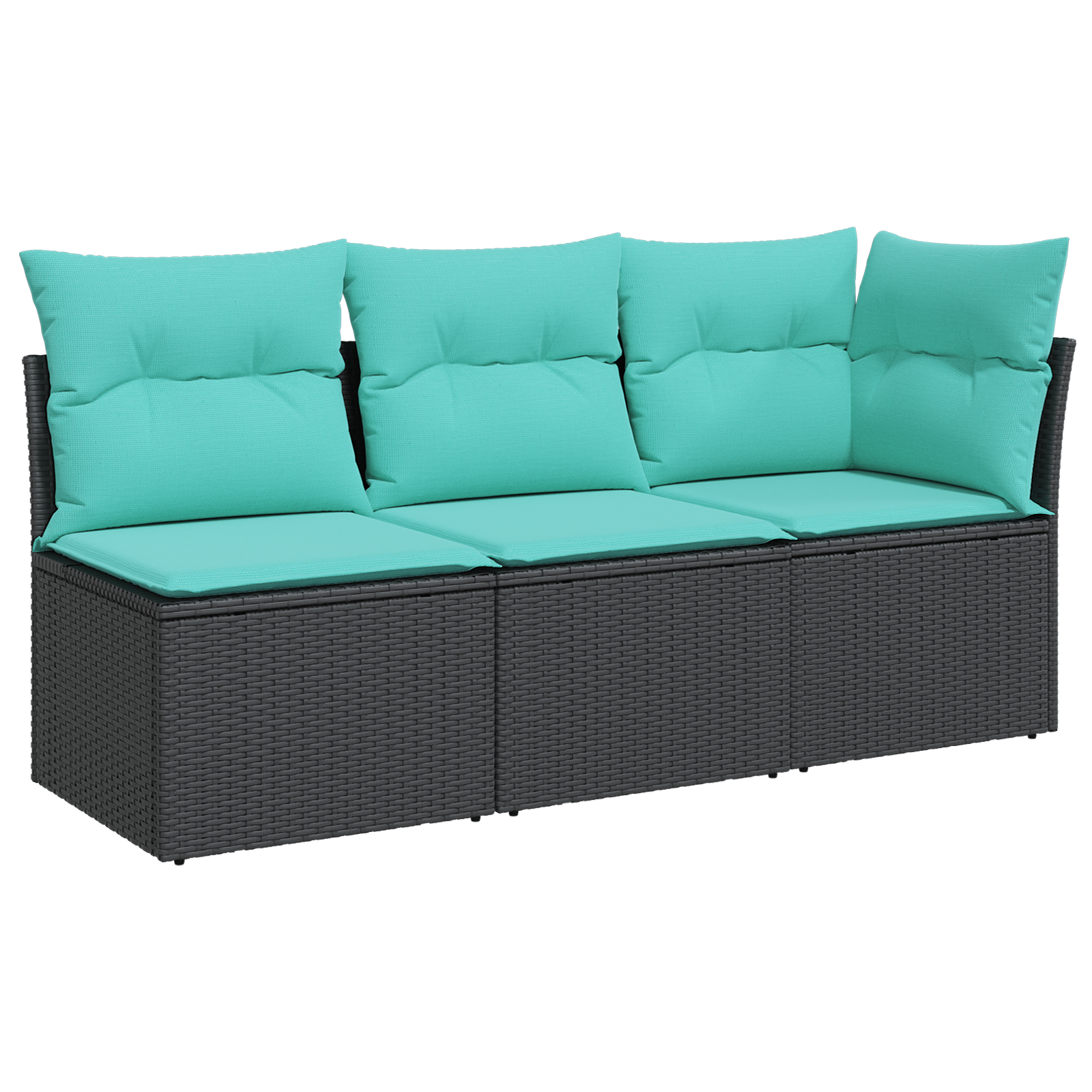 Vrtni kauč s jastukom Crna 172 x 62 x 69 cm Poli ratan