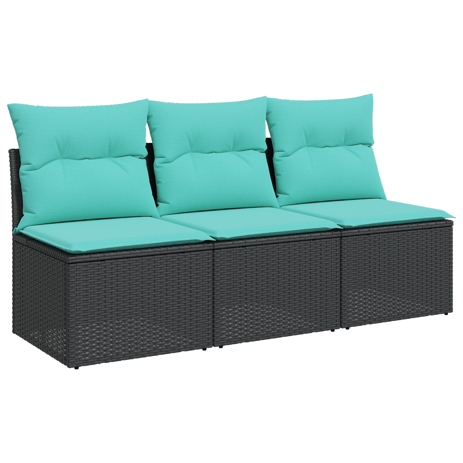 Vrtni kauč s jastukom Crna 165 x 62 x 69 cm Poli ratan
