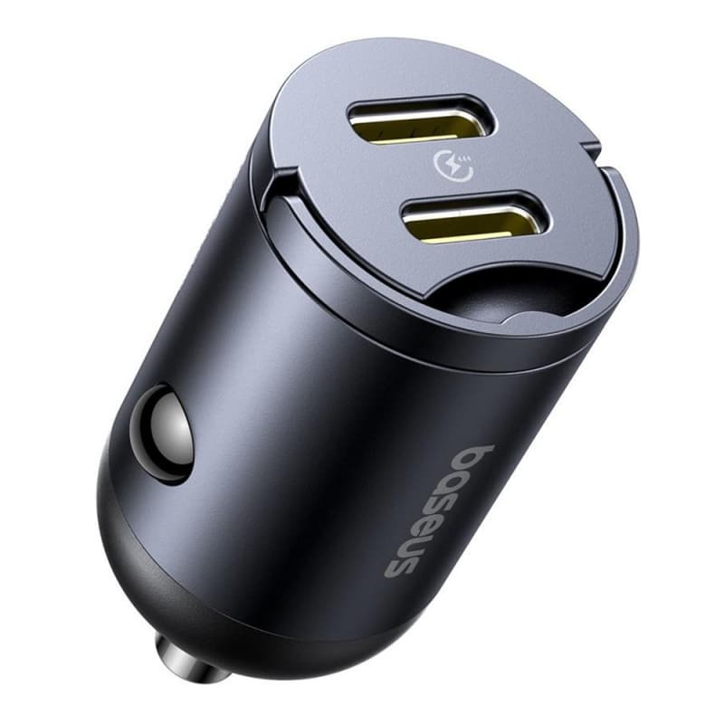 Auto punjač Baseus Tiny Star 30W 3A 2 x USB-C crni