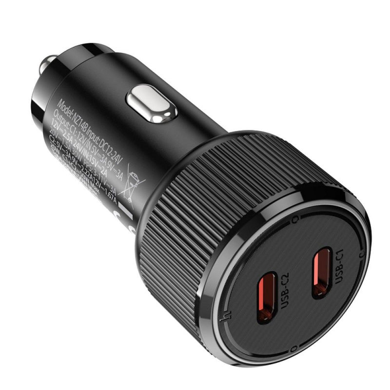 Auto punjač Hoco NZ14B 50W 3A 2 x USB-C crni