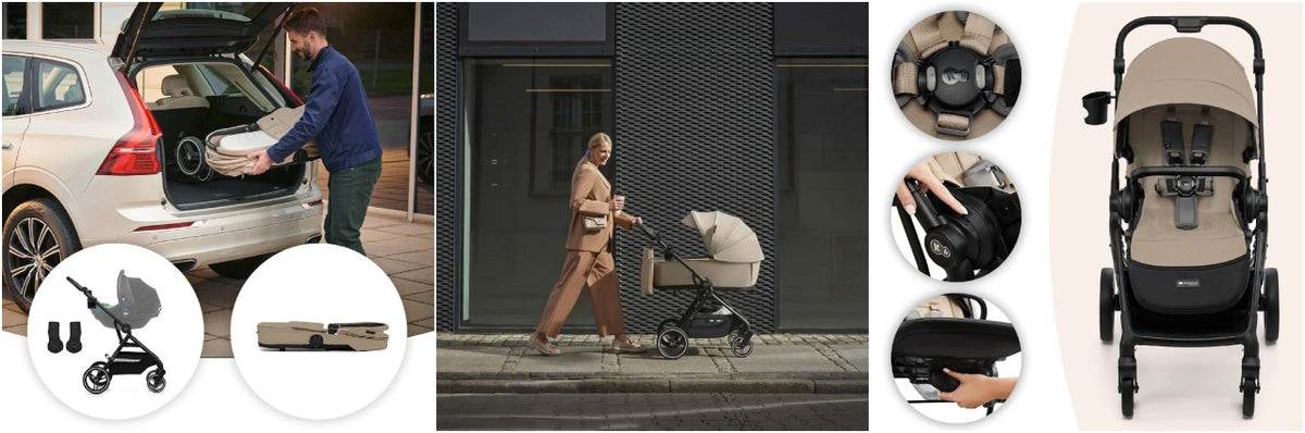 Kinderkraft dječja kolica Yoxi MINK PRO 3u1, Sand Beige