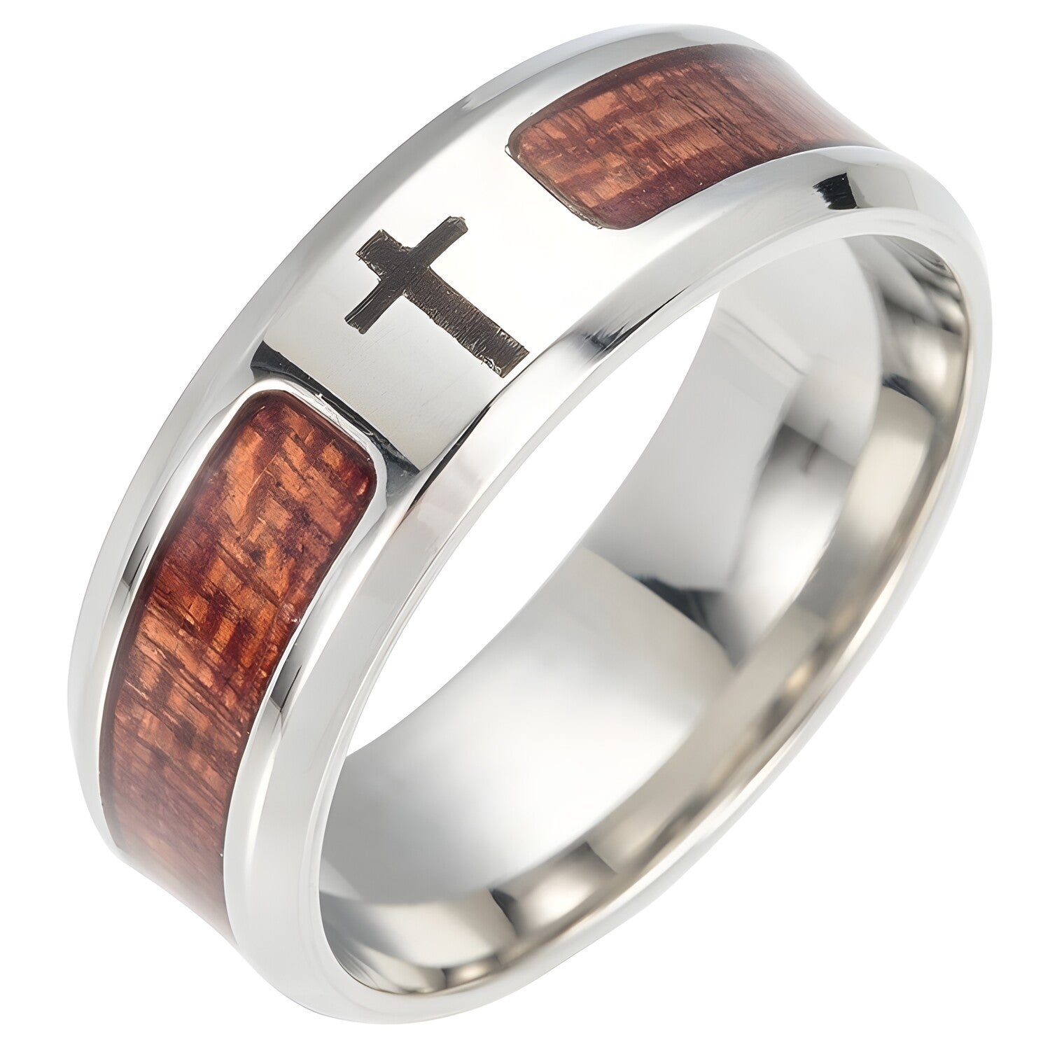 Prsten KR-17399 - Srebrna / Smeđa / 59mm KP17399