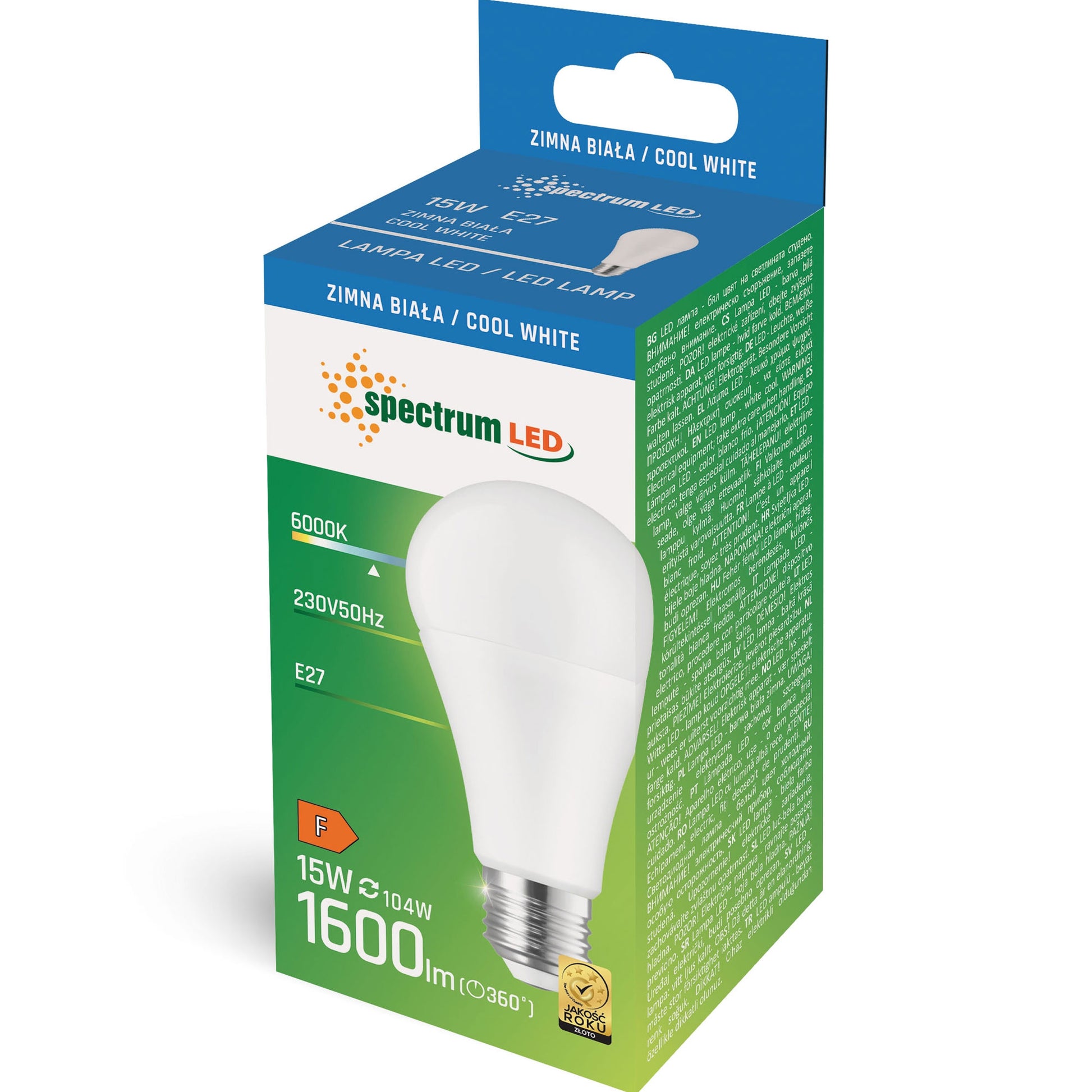 LED E-27 15W A65 6000K Spectrum