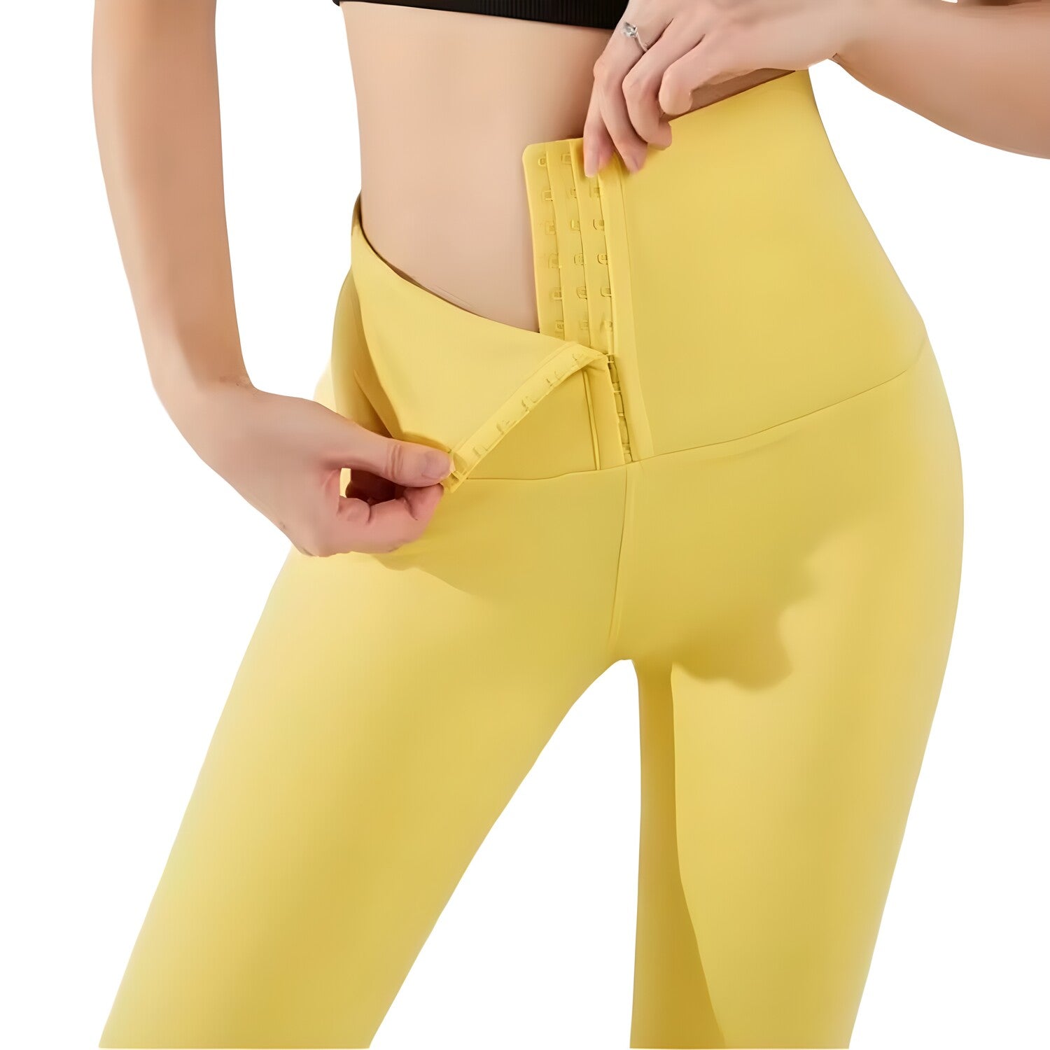 Tajice s visokim pojasom na zakopčavanje - Žuta / XXXL KP30278