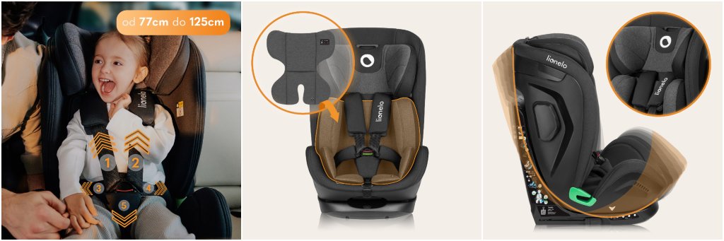 Lionelo autosjedalica Harper i-Size 9-36 kg (76-150 cm), Black Carbon Grey