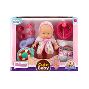 Lutka Cute Baby – Realistična beba s priborom za igru Roza