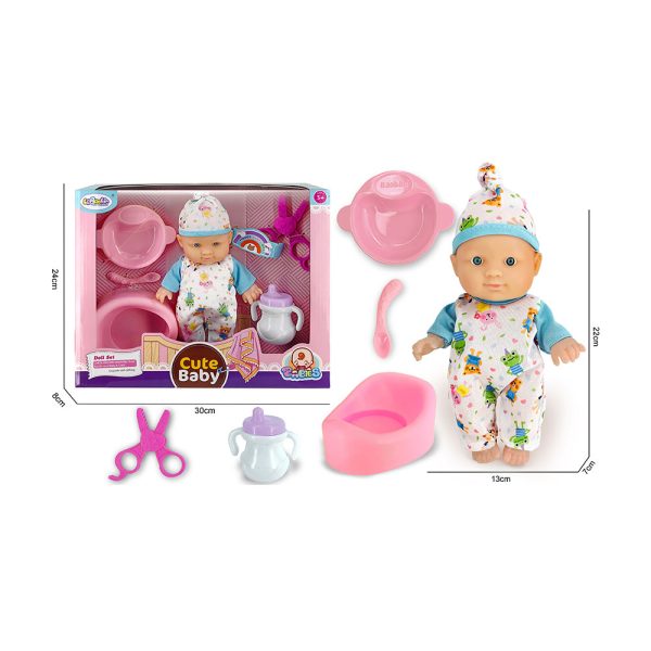 Lutka Cute Baby – Realistična beba s priborom za igru Roza