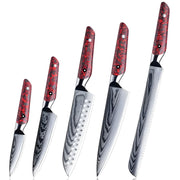 Set damašćanskih kuhinjskih noževa MA-35085 - 5 kom / Crvena KP35085
