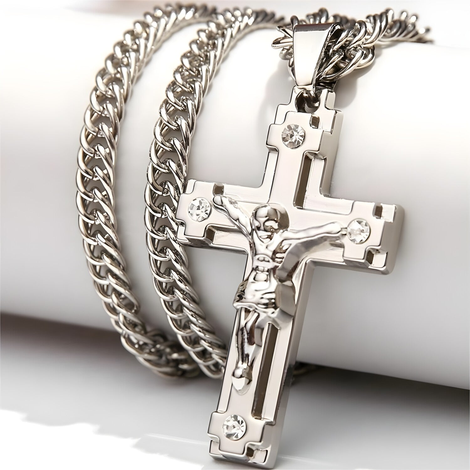 Lančić s križem CR-38721 - Srebrna / 60cm KP38721