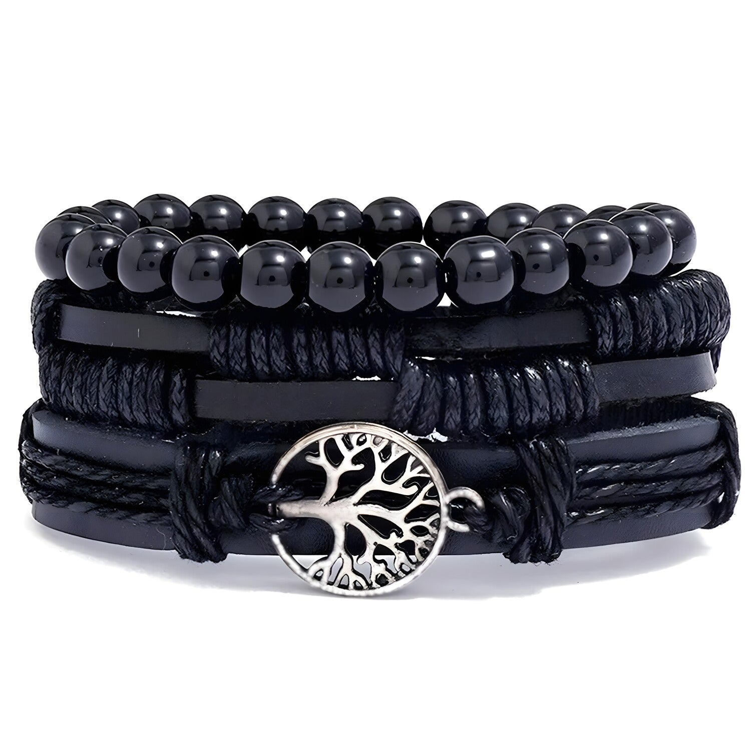 Muške narukvice Silver Tree of Life - Crna KP33179