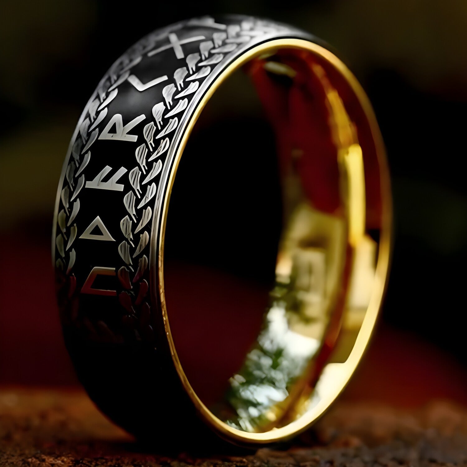 Prsten OL-32011 - Crna / Zlatna / 59mm KP32011