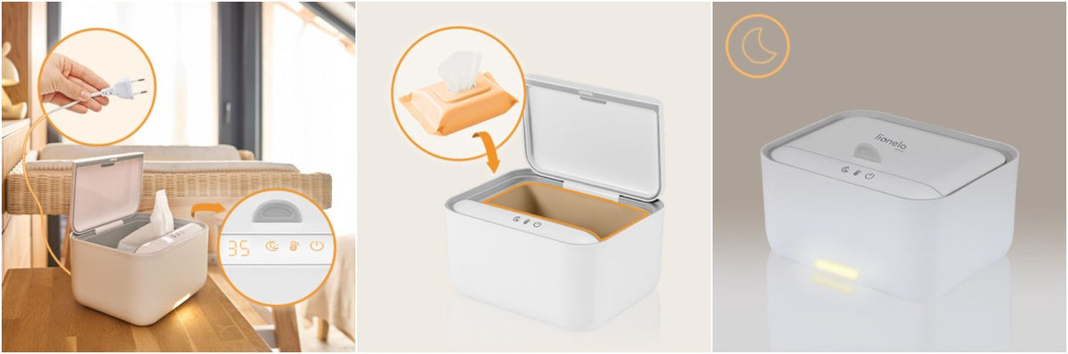 Lionelo BabyBliss grijač vlažnih maramica, White