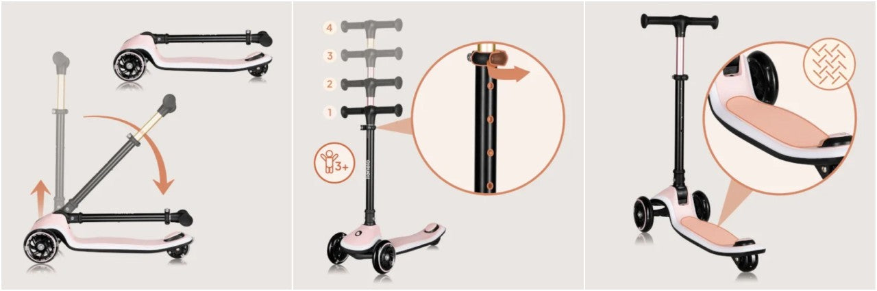 Lionelo romobil Mey LED, Pink Rose