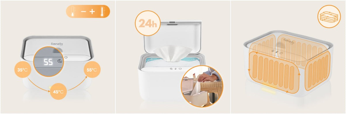 Lionelo BabyBliss grijač vlažnih maramica, White