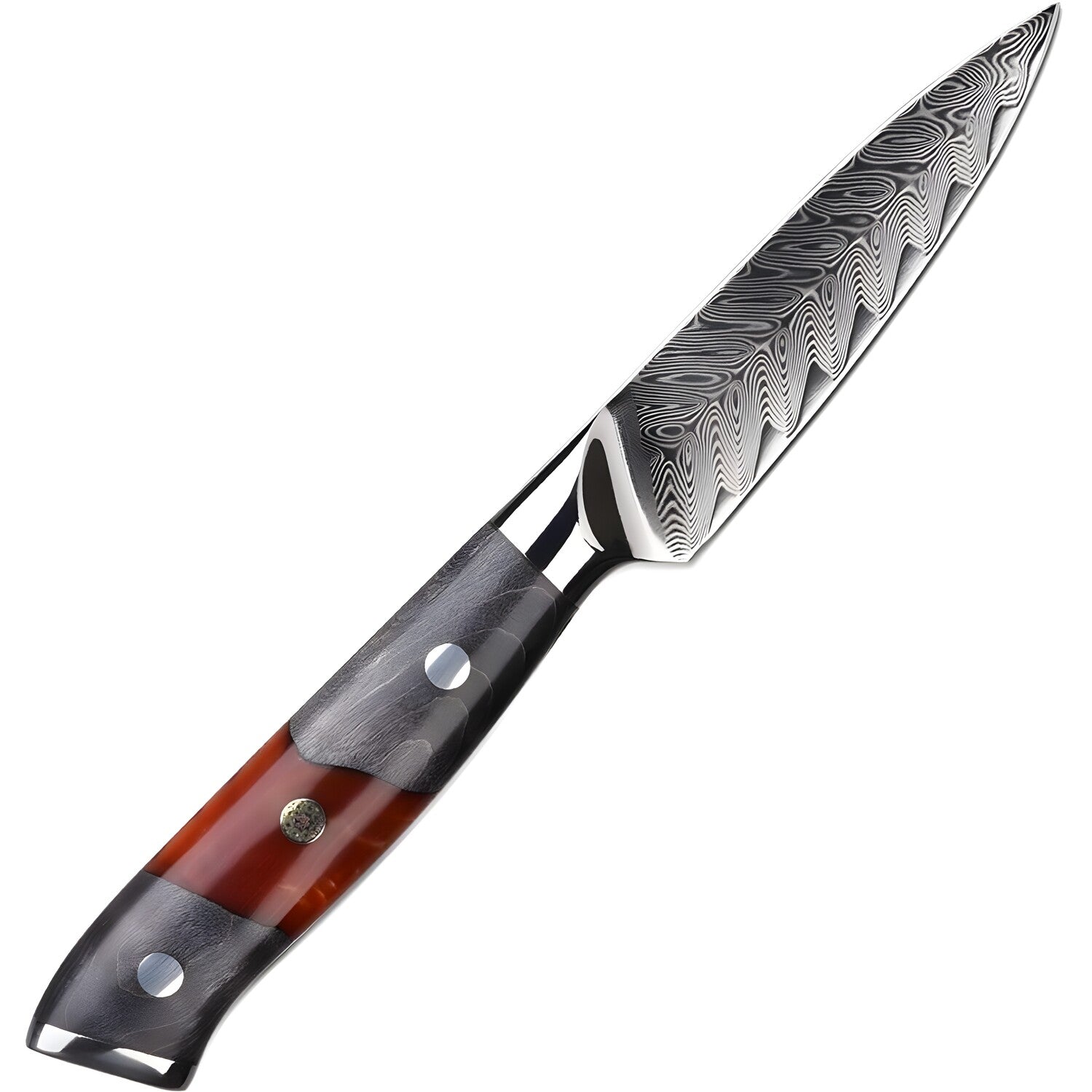 Damasku kuhinjski nož YA-37550 - Paring / Crvena / Siva KP37550