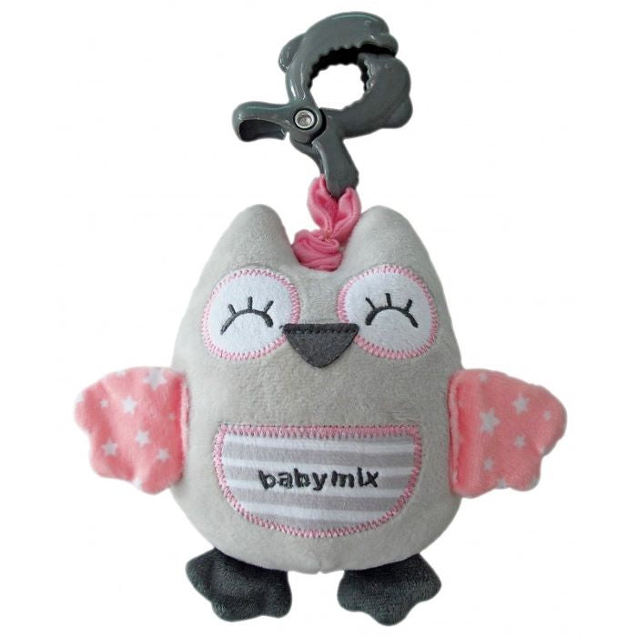 BabyMix pliš glazbena Sova – grey&pink