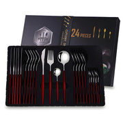 24 - dijelni set pribora EL-26401 - Srebrna / Crvena KP26401