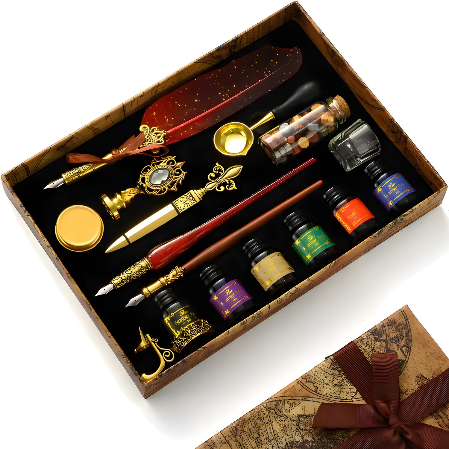 Kaligrafski set s perom i pečatom KB - 40063 - Crvena KP40063
