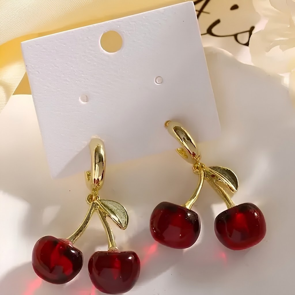 Naušnice CHR - 41047 - Zlatna / Crvena KP41047