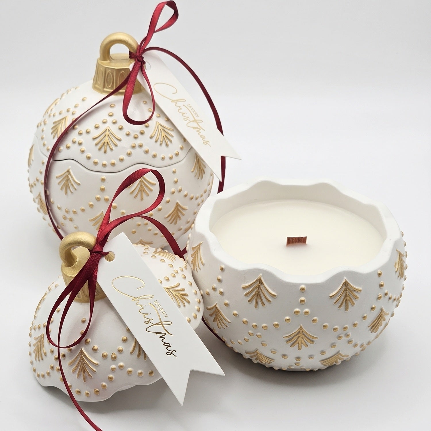 Svijeća Christmas Bauble Enchanted MINI - Bijela / Zlatna / Zimska Čarolija KP42143