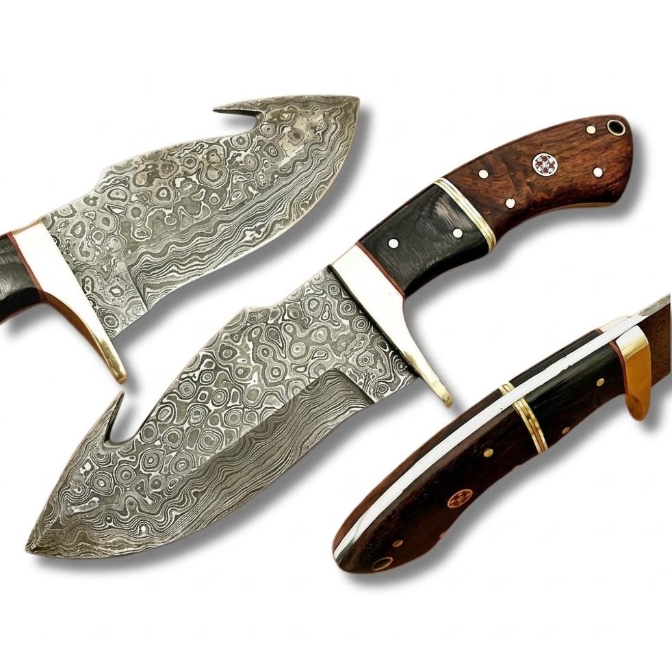 Damaščanski outdoor nož PY-42184 - Smeđi / Crni / Zlatni KP42184