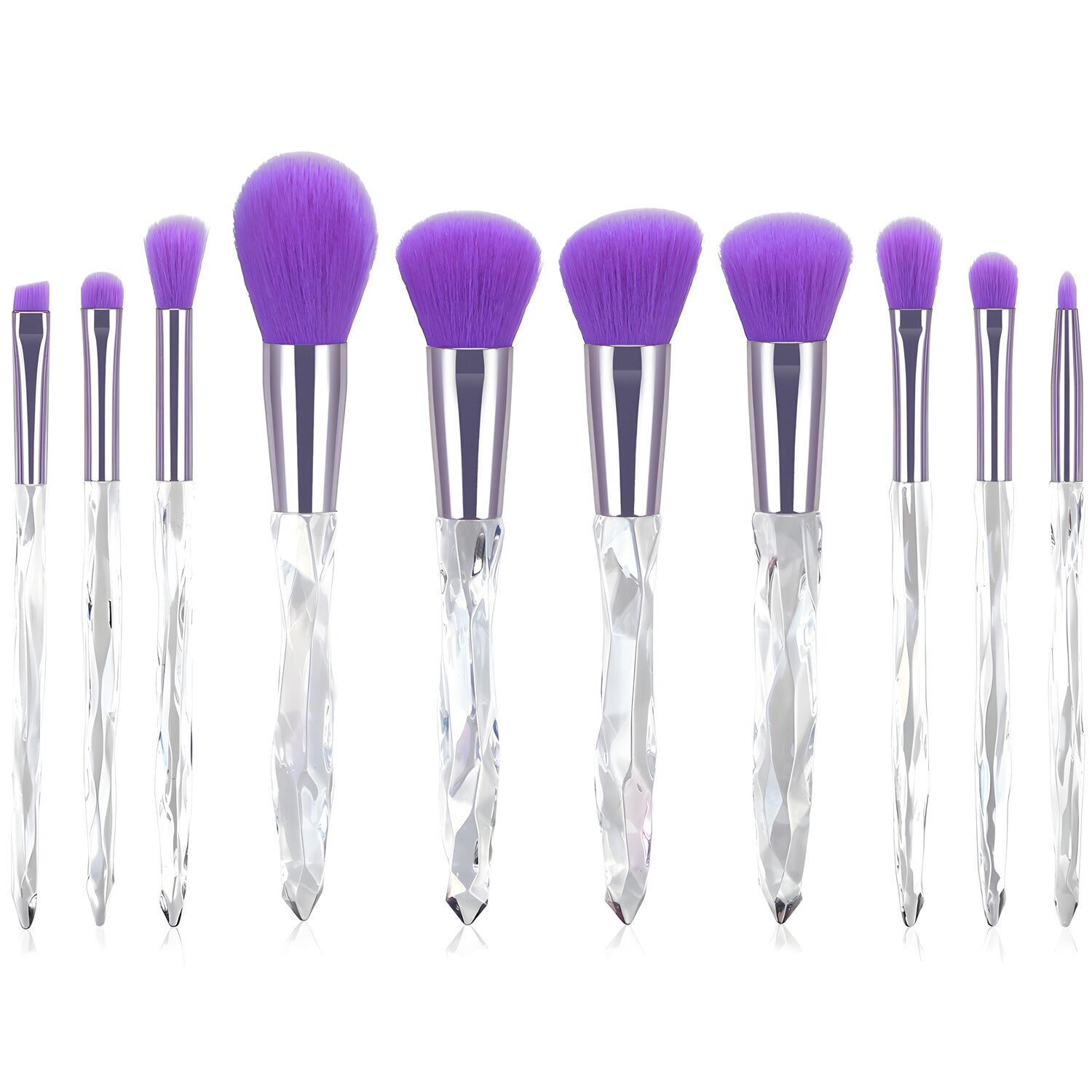 Set kistova za šminkanje KR - 40042 - Transparentna / Ljubičasta / 10kom KP40042