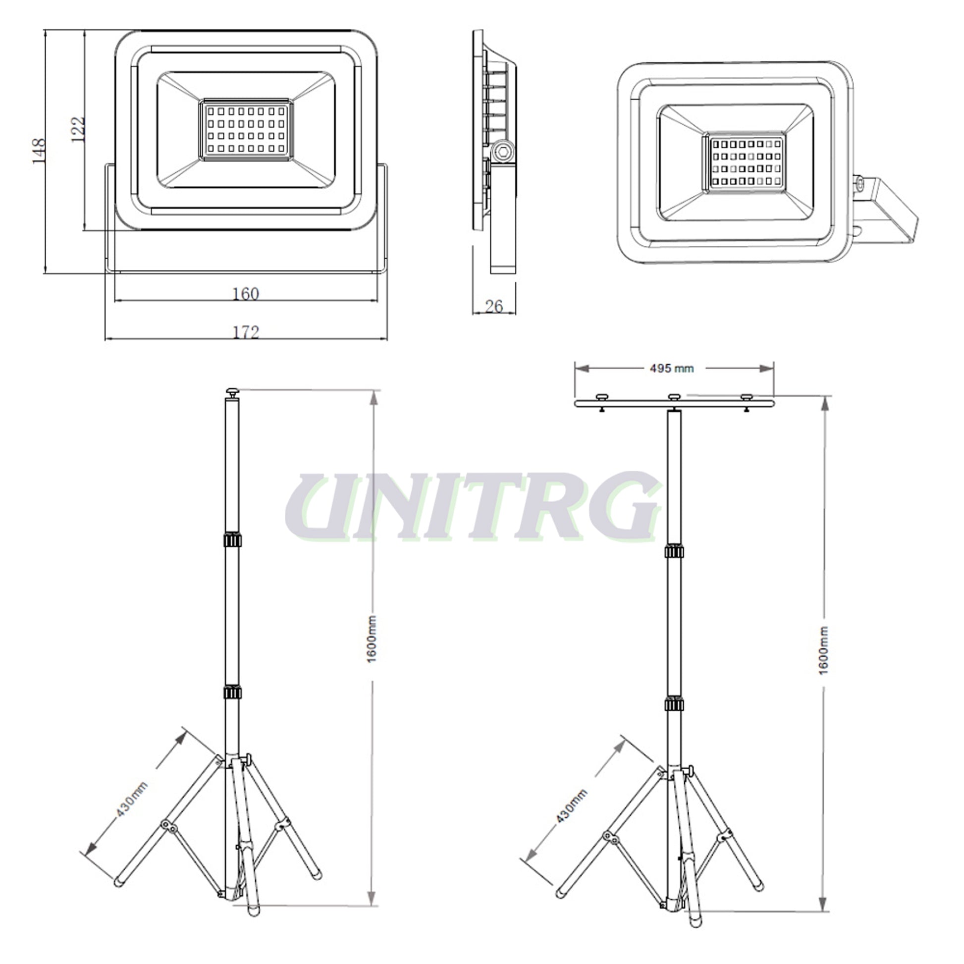 Reflektor na Stalku 2x30W 6000K