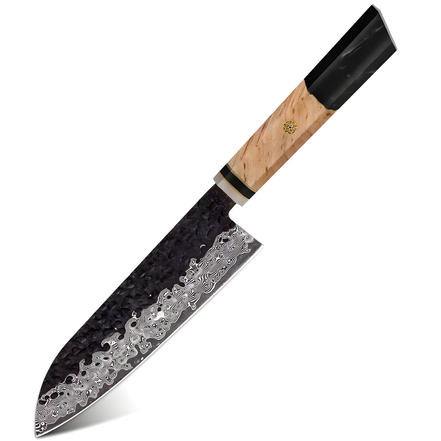 Damaskasti kuhinjski nož AI-37324 - Santoku / Crna KP37324