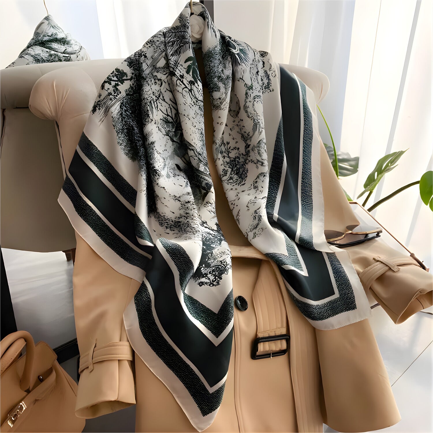 Šal UL-38928 - Zelena / Bijela KP38928