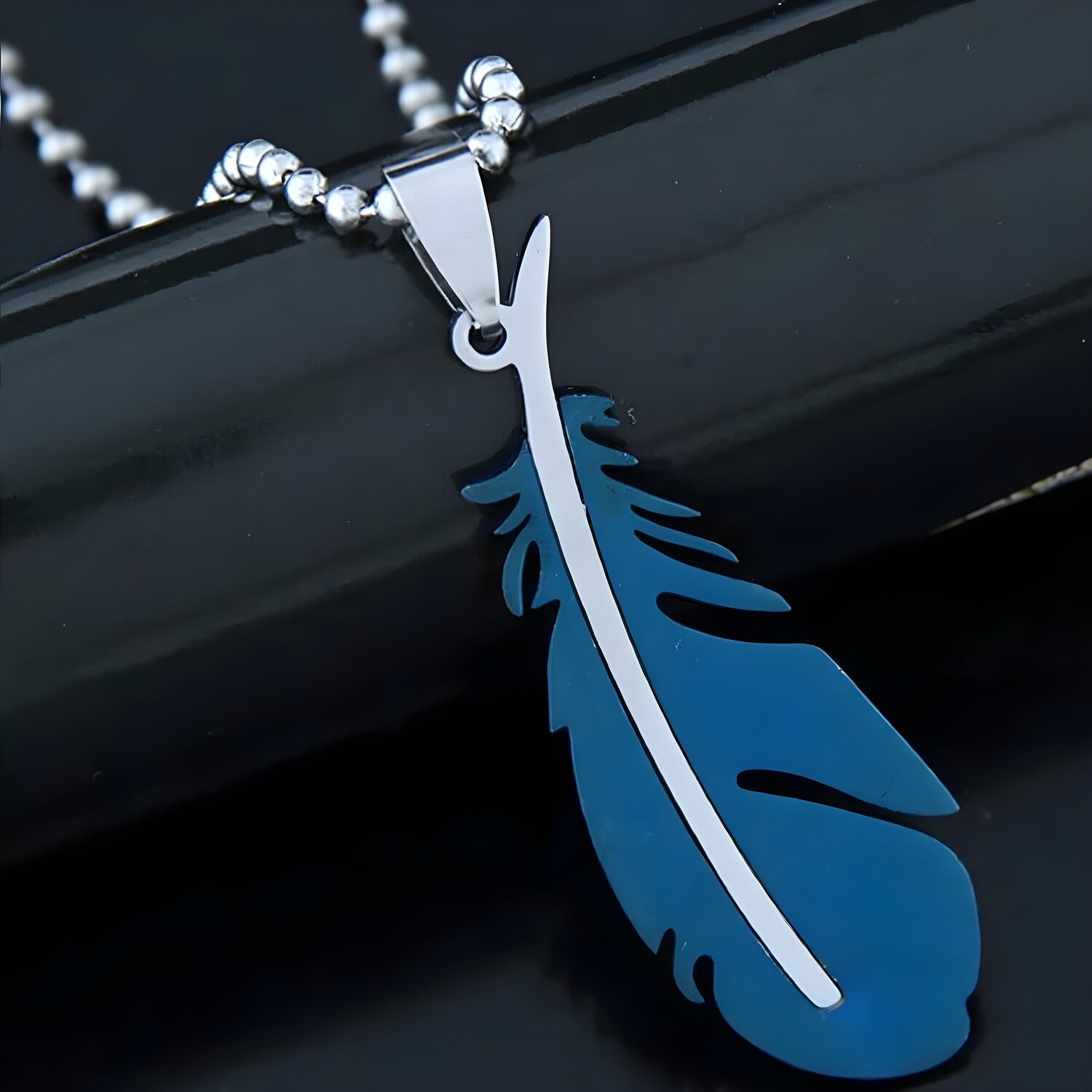 Ogrlica SI-34157 Feather - Plava KP34157