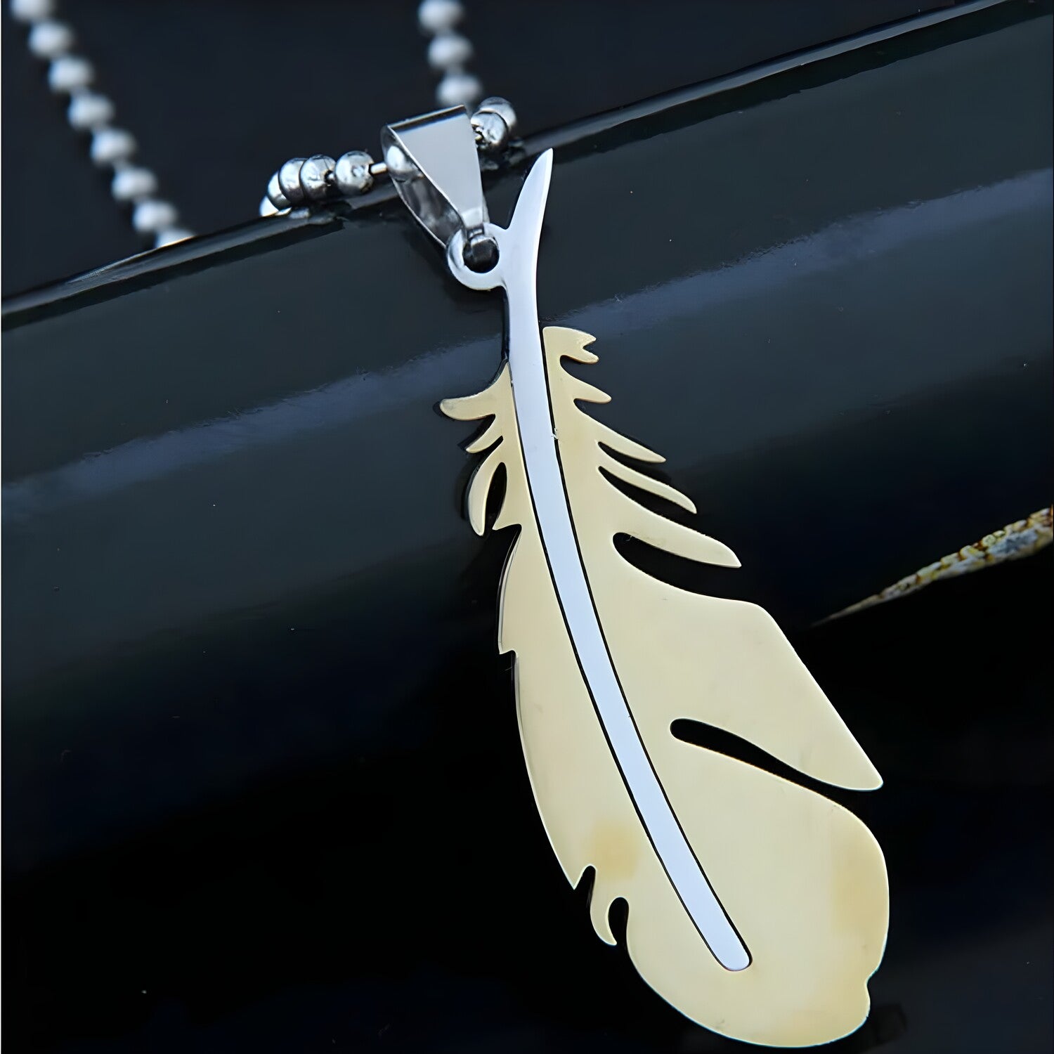Ogrlica SI-34159 Feather - Zlatna KP34159