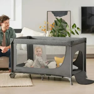 Kinderkraft Putni krevetić 2u1 Joy 2, Dark Grey