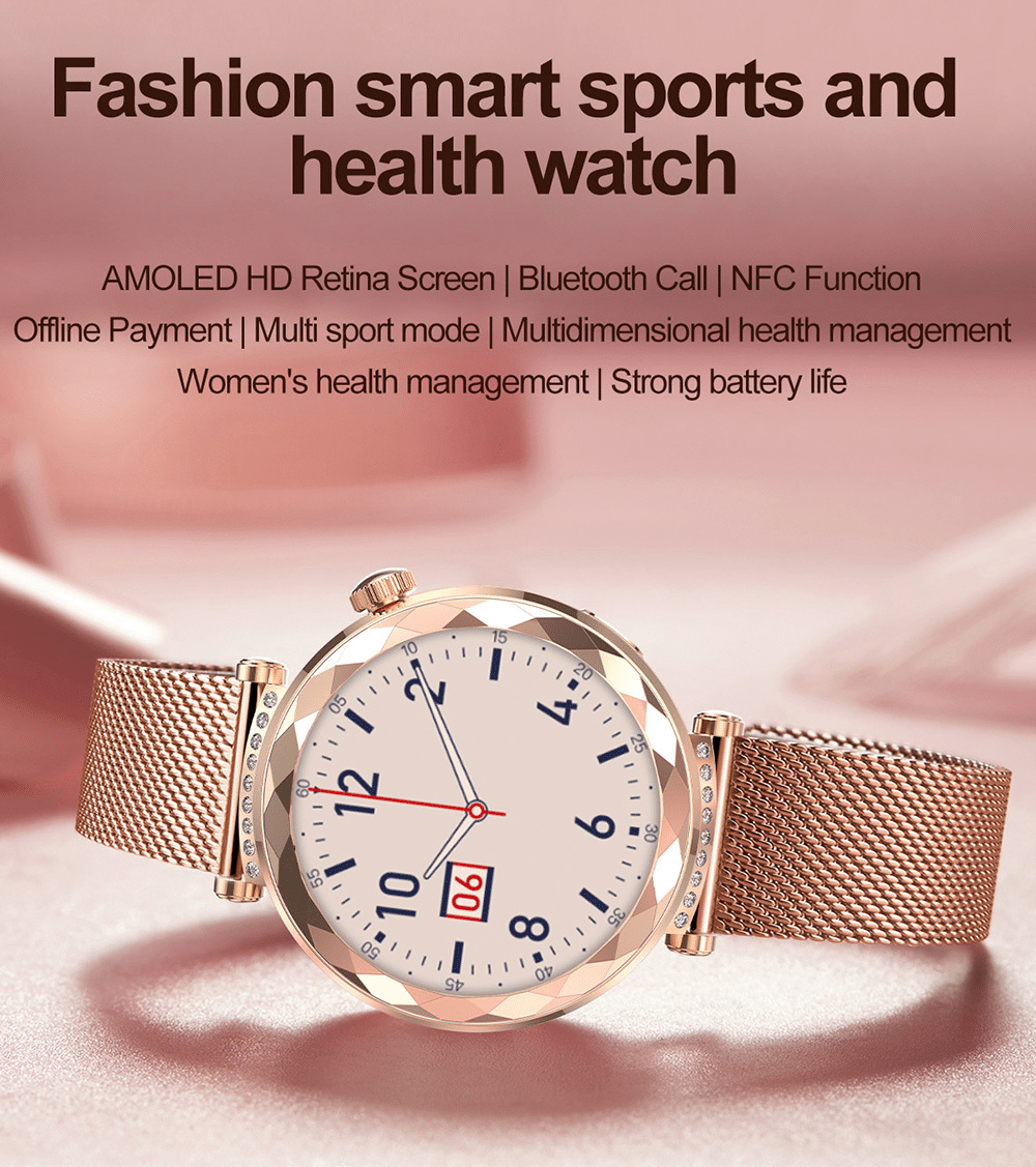 Blavec Smartwatch W-19 Liana HD AMOLED Voice Call (SWW19-RG) ružičasto zlato + 2 remena