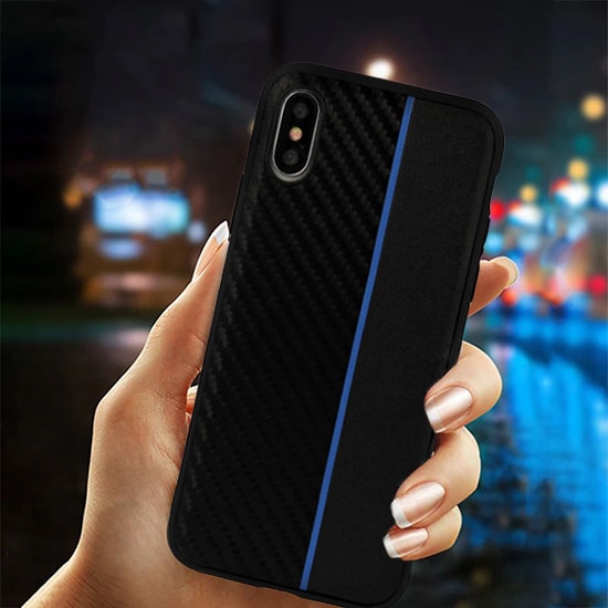 MOTO CARBON MASKICA ZA SAMSUNG GALAXY A6 2018 CRNA S PLAVOM TRAKOM