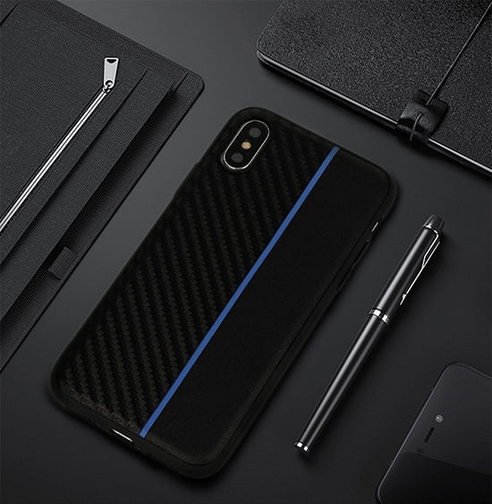 MOTO CARBON MASKICA ZA SAMSUNG GALAXY A6 2018 CRNA S PLAVOM TRAKOM