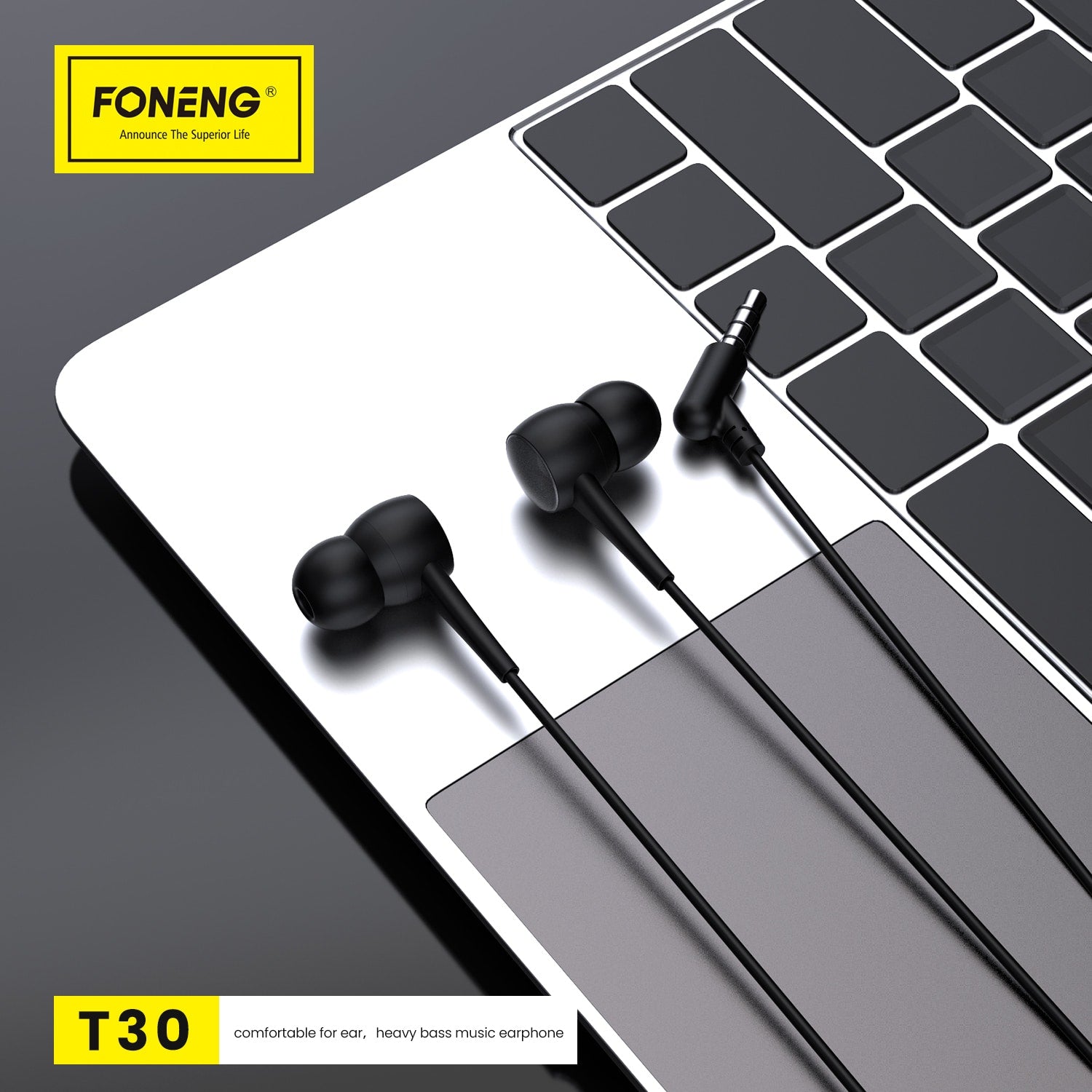 FONENG T30 SLUŠALICE SA MIKROFONOM CRNE
