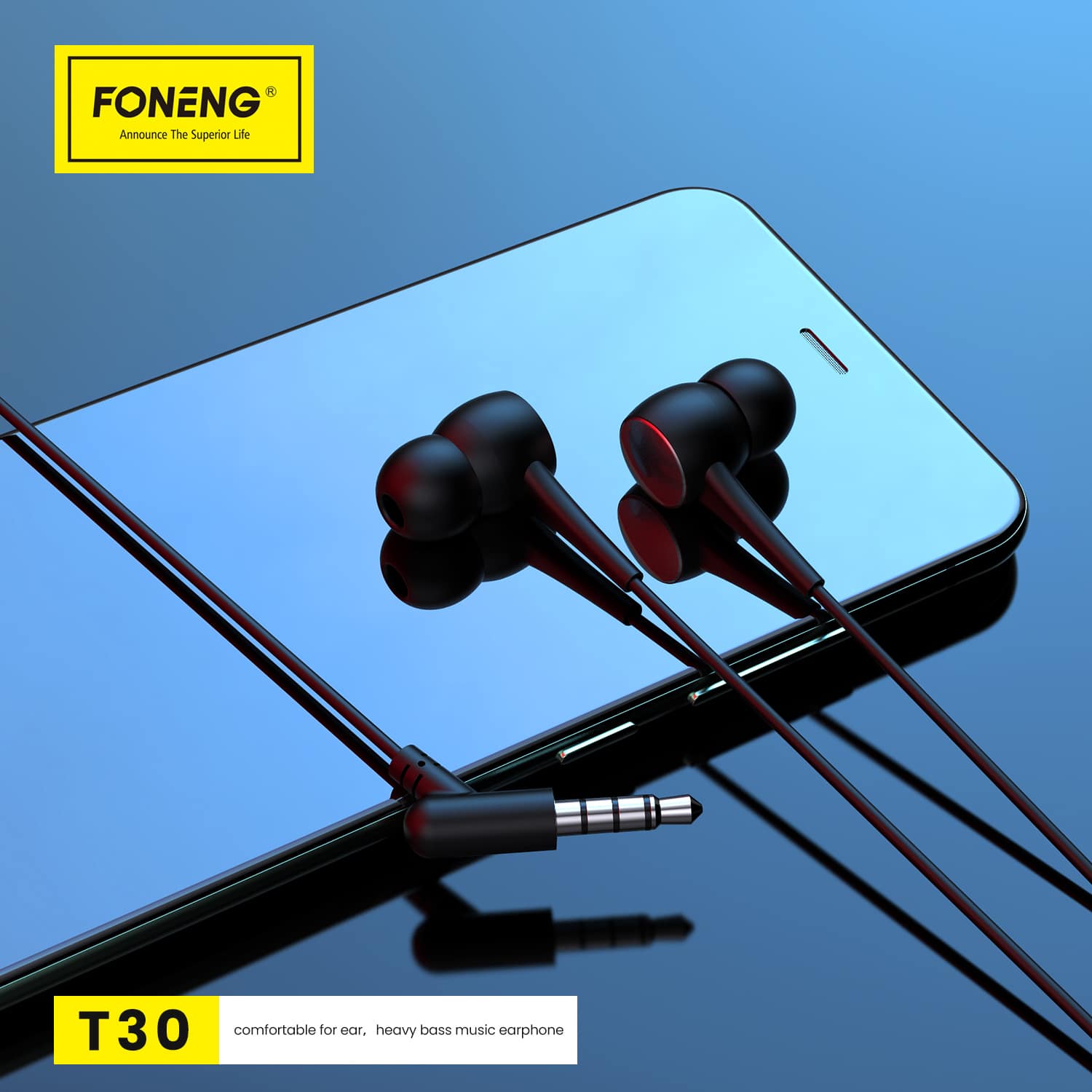 FONENG T30 SLUŠALICE SA MIKROFONOM CRNE