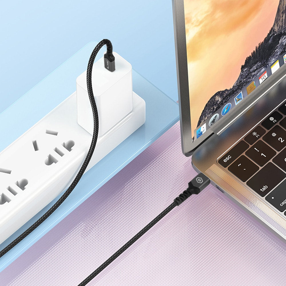 BLAVEC RAPTOR OPLETENI KABEL – TYPE- C NA LIGHTNING – PD 20W 2.4A 0.50 m crno-sivi