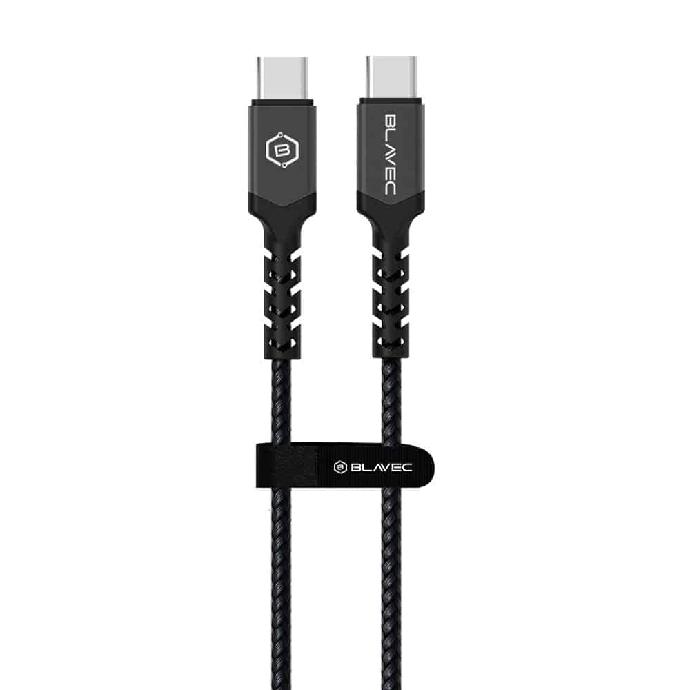 BLAVEC RAPTOR OPLETENI KABEL – TIP C DO TIP C – PD 60W 3A 50 cm – crni