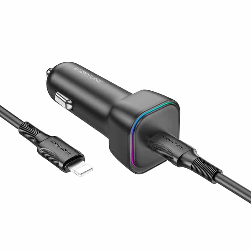 BOROFONE AUTO PUNJAČ BZ28 TROPHIE - TYPE-C - PD 30W 3A SA TYPE-C NA LIGHTNING KABEL CRNI