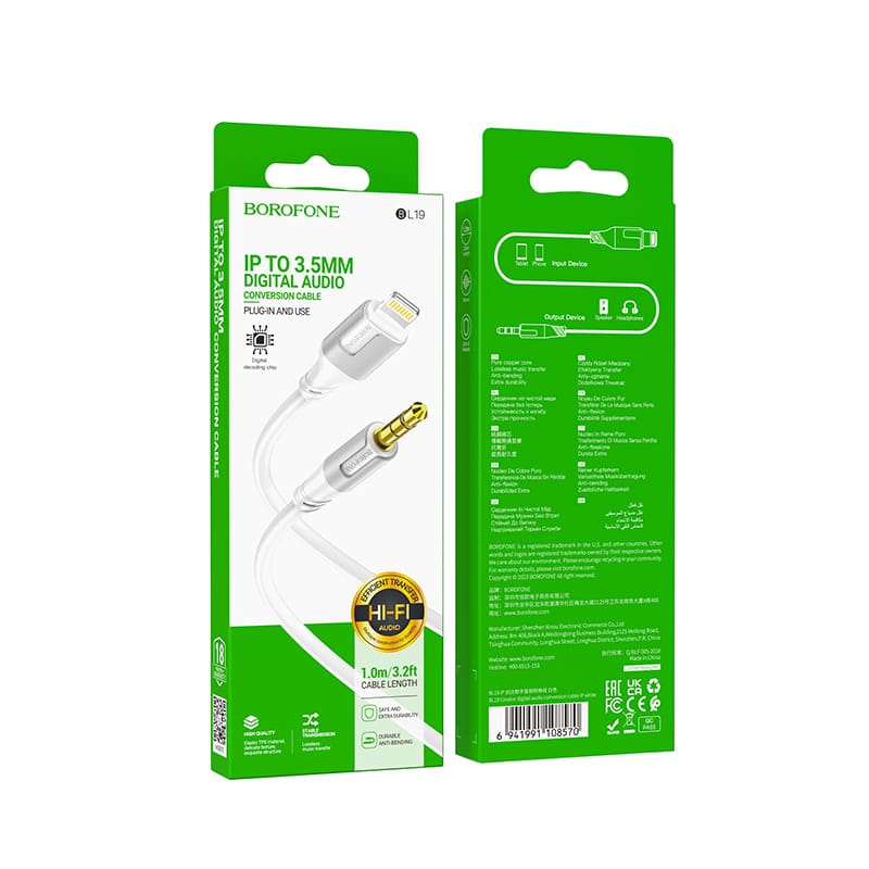 BOROFONE KABEL BL19 CREATOR - JACK 3,5MM TO LIGHTNING - 1 METAR BIJELI
