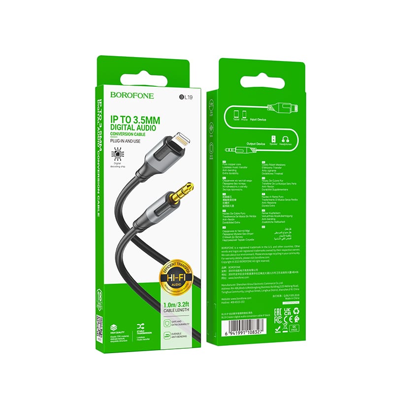 BOROFONE KABEL BL19 CREATOR – JACK 3,5MM TO LIGHTNING – 1 METAR CRNI