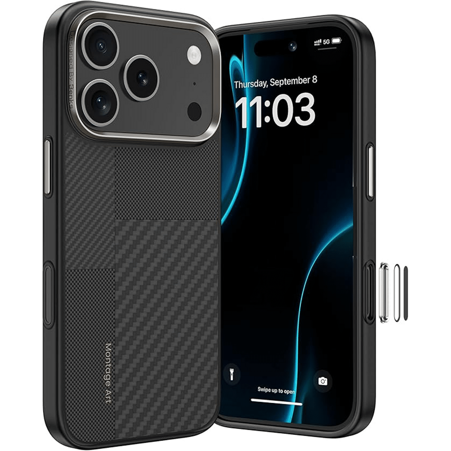 Benks Montage Magnetic Armor Pro Kevlar maska ​​s metalnim okvirom 600D+1500D za iPhone 17 Pro Max crna (gumb za upravljanje kamerom)