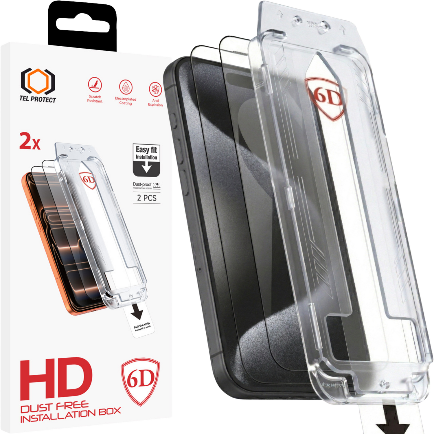 Tel Protect Dust-Free Easy Fit Full Glue 6D kaljeno staklo za iPhone 16 Pro/17 crno - 2 komada