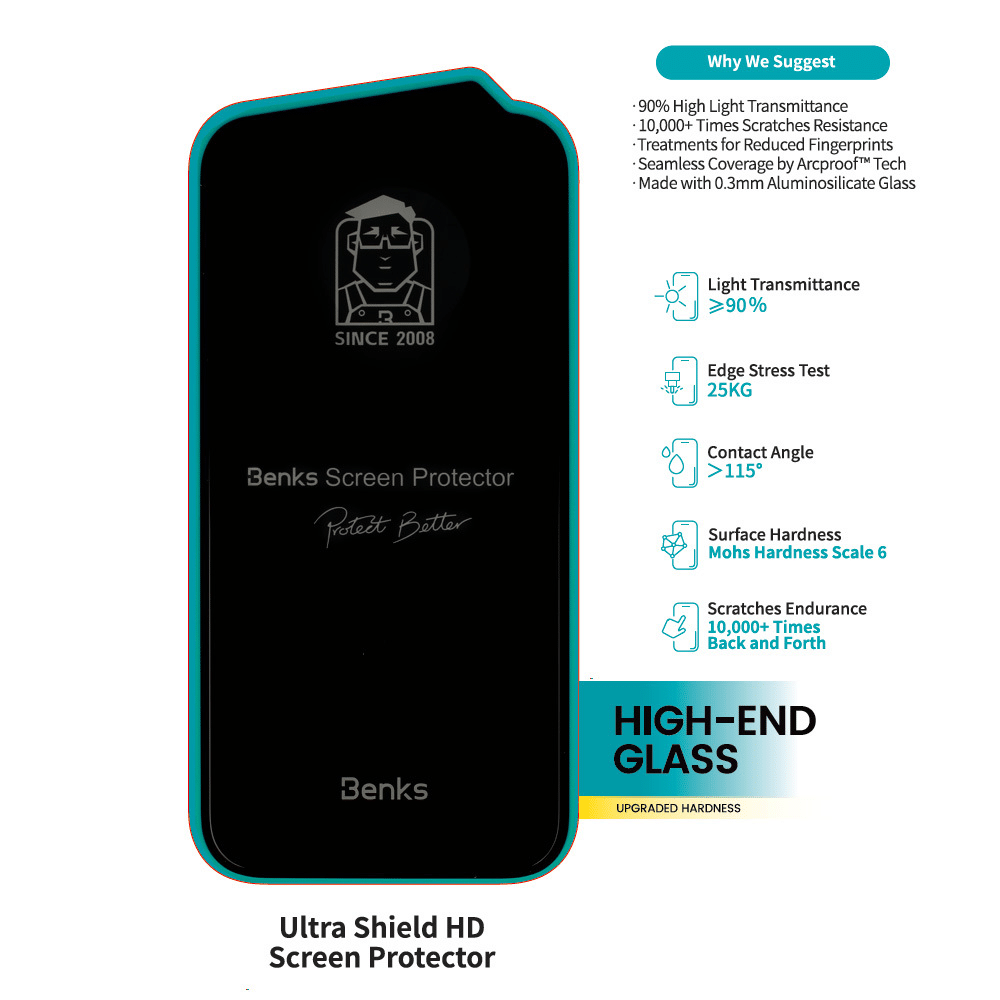 Benks Ultra Shield HD staklo za iPhone 16 Pro crno